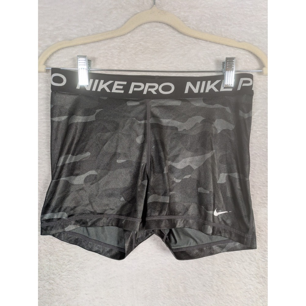 Nike Pro Shorts Women's Medium Black Camo Dri-FIT Compression Athletic Gym